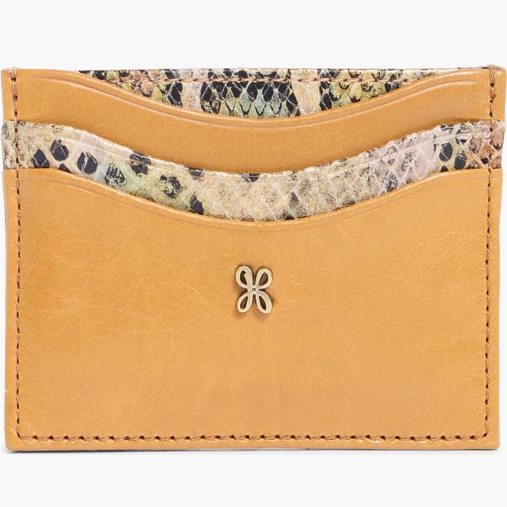 NEW HOBO Max Mixed Leathers Chain Clip Card Case In Natural
